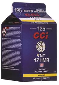 CCI 923CC VNT Rimfire 17 HMR 17 gr Varmint Tipped 125 Per Box/ 10 Cs